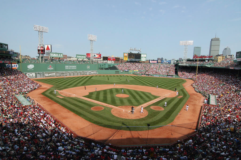 Wide shot of Fenway Park in Boston