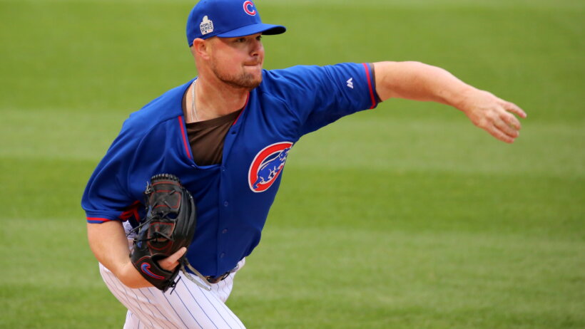 Cubs lefty Jon Lester throws a bullpen session at Wrigley Field