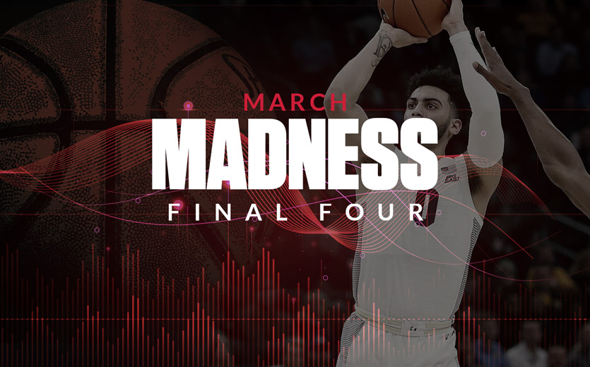 march madness final four text overlay on jump shot