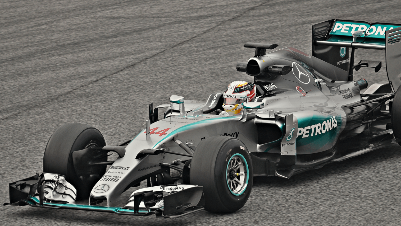 Lewis Hamilton in his Mercedes