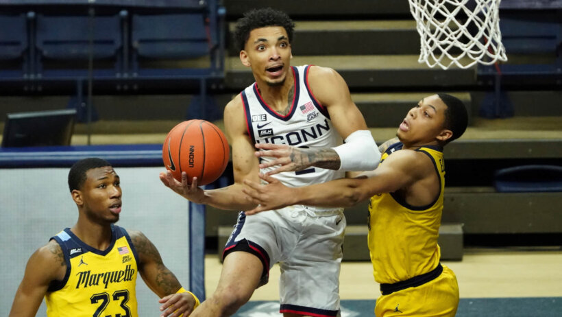 James Bouknight laying a ball up at the rim