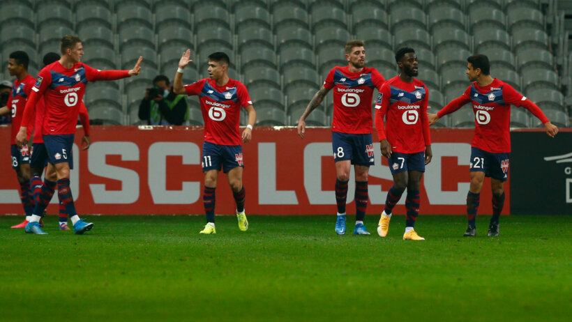 Lille players celebrate