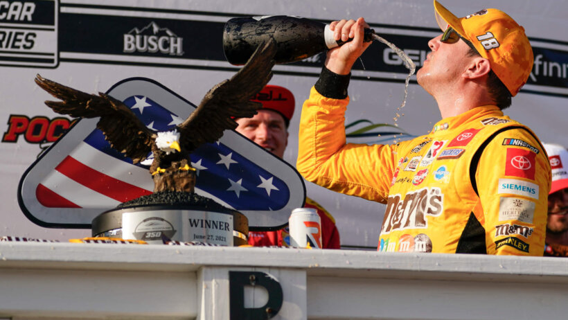 Kyle Busch celebrating