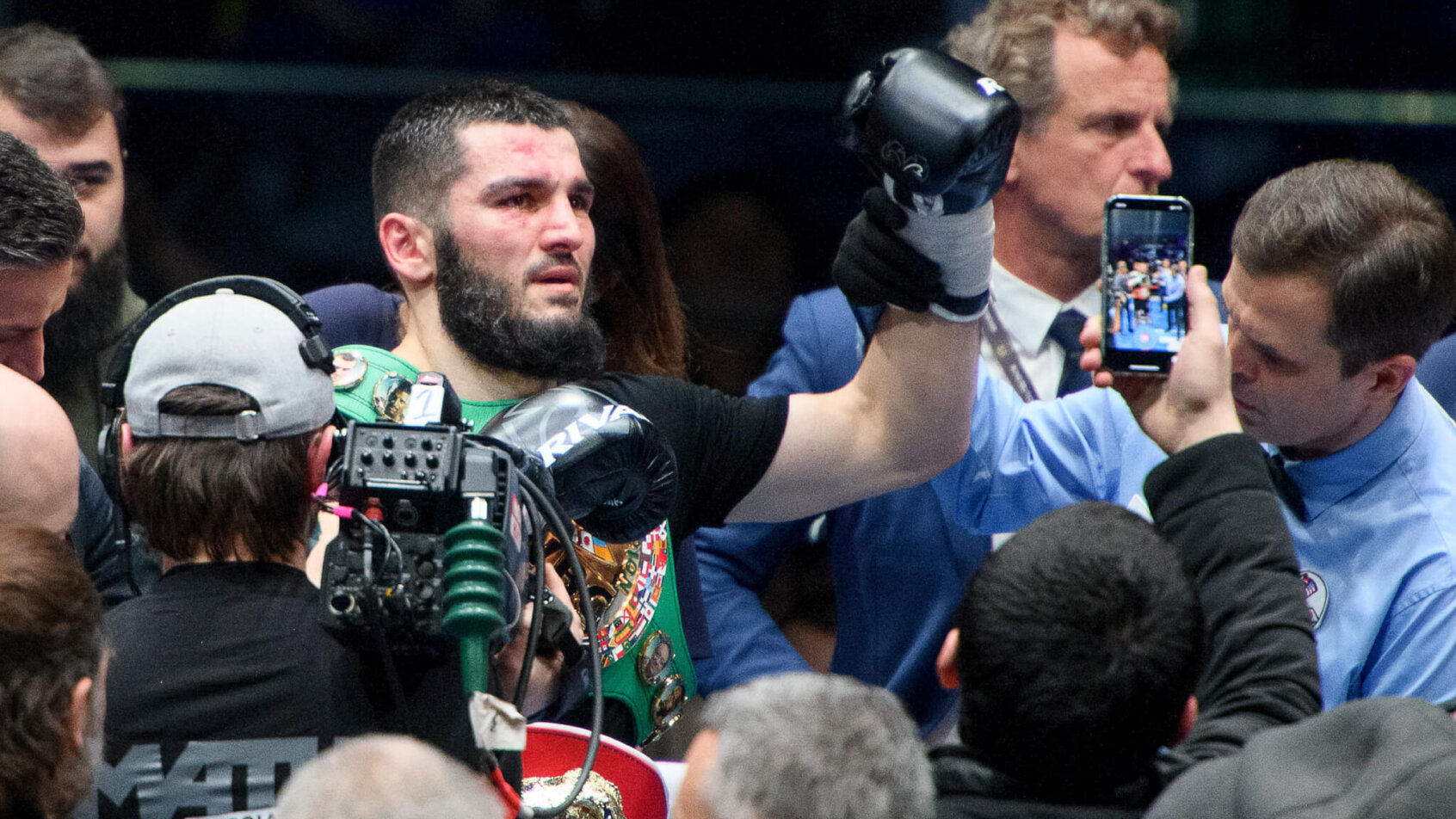 Artur Beterbiev celebrates