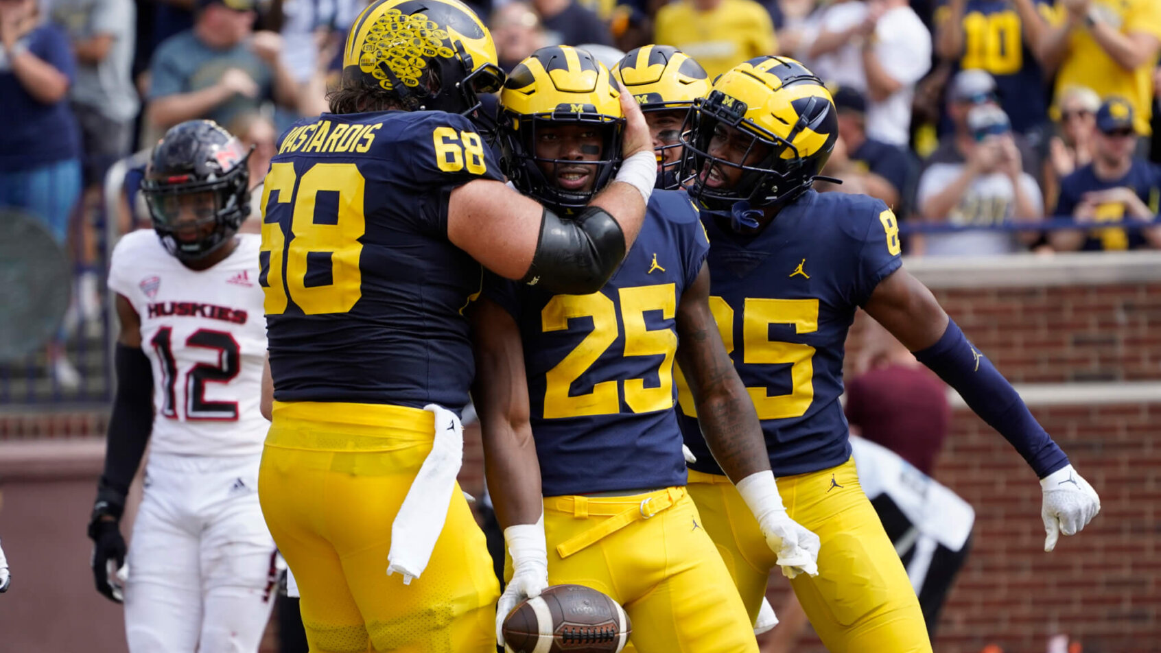 Hassan Haskins celebrates