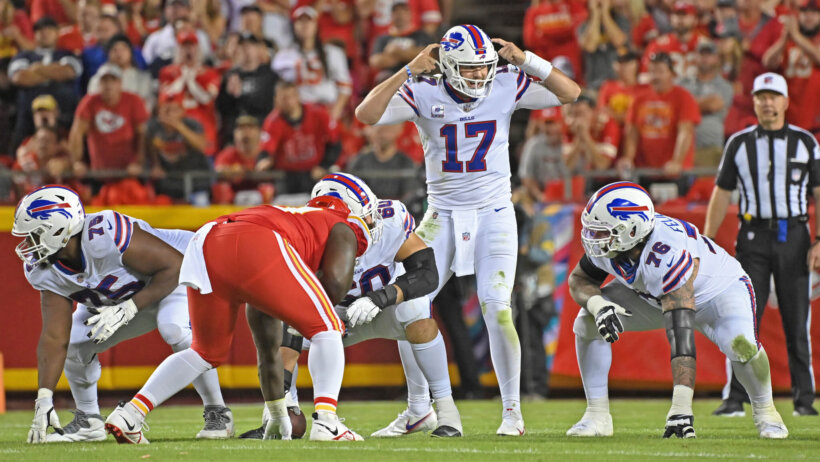 Josh Allen checks at line