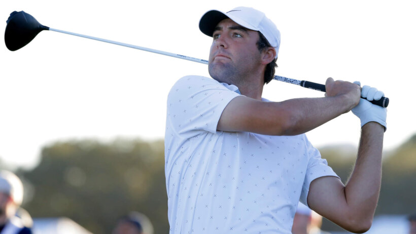 Scottie Scheffler tees off in Houston