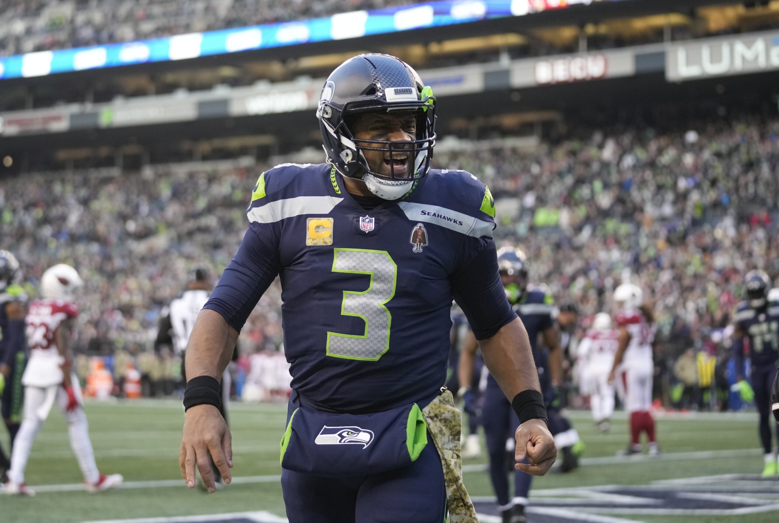 Russell Wilson pumped reaction