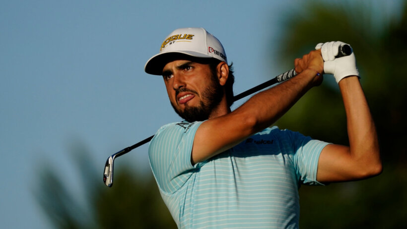 Abraham Ancer admires an approach shot