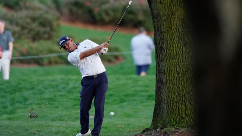 Gary Woodland hits approach shot