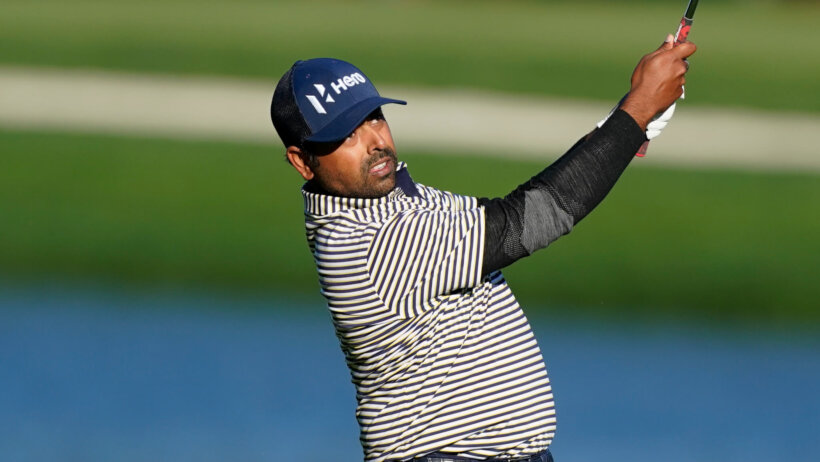 Anirban Lahiri follows through on a shot