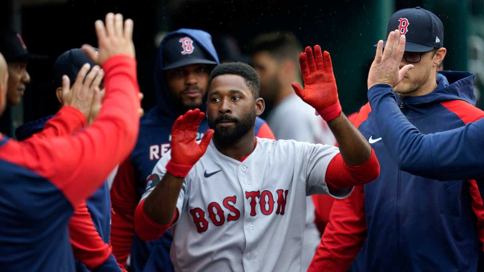 Red Sox dugout celebration