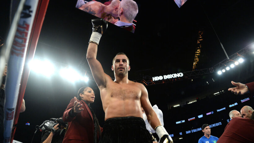 David Lemieux cleebrates