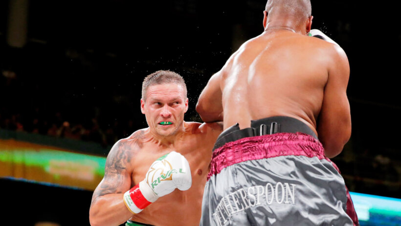 Oleksandr Usyk during a heavyweight match