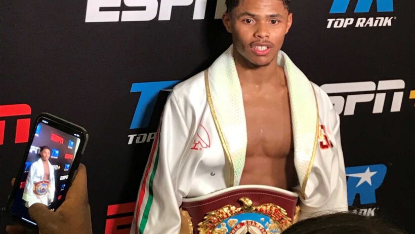 Shakur Stevenson speaks to media