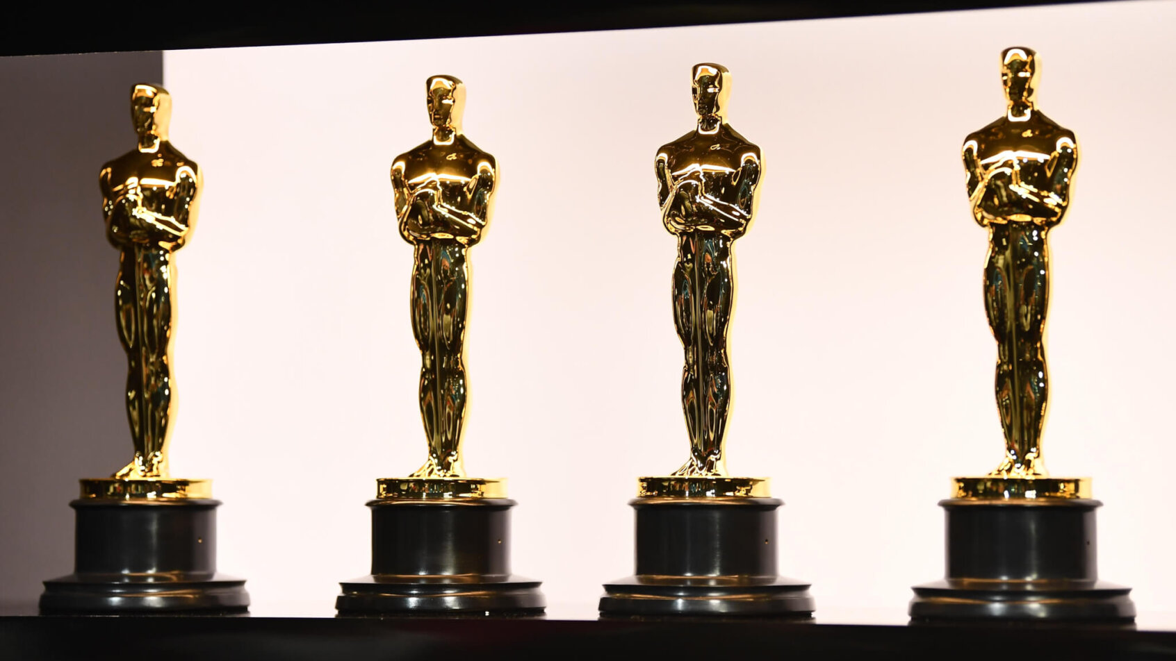 Oscar statues seen backstage