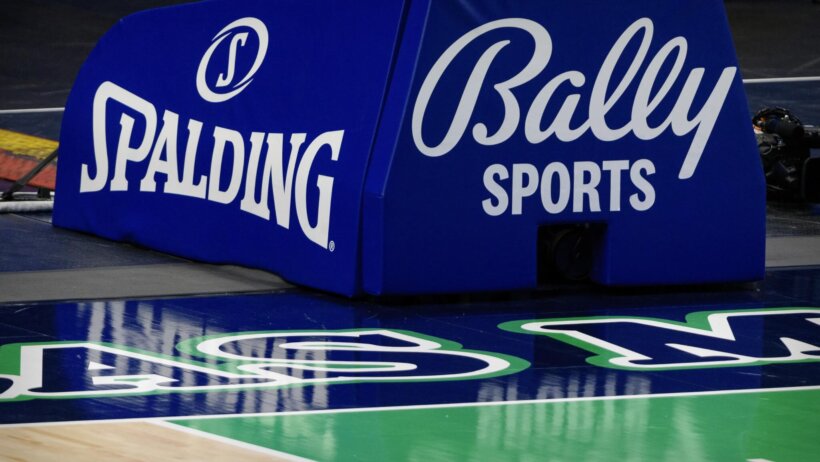 Bally Sports and Spalding logos on bottom of basketball net