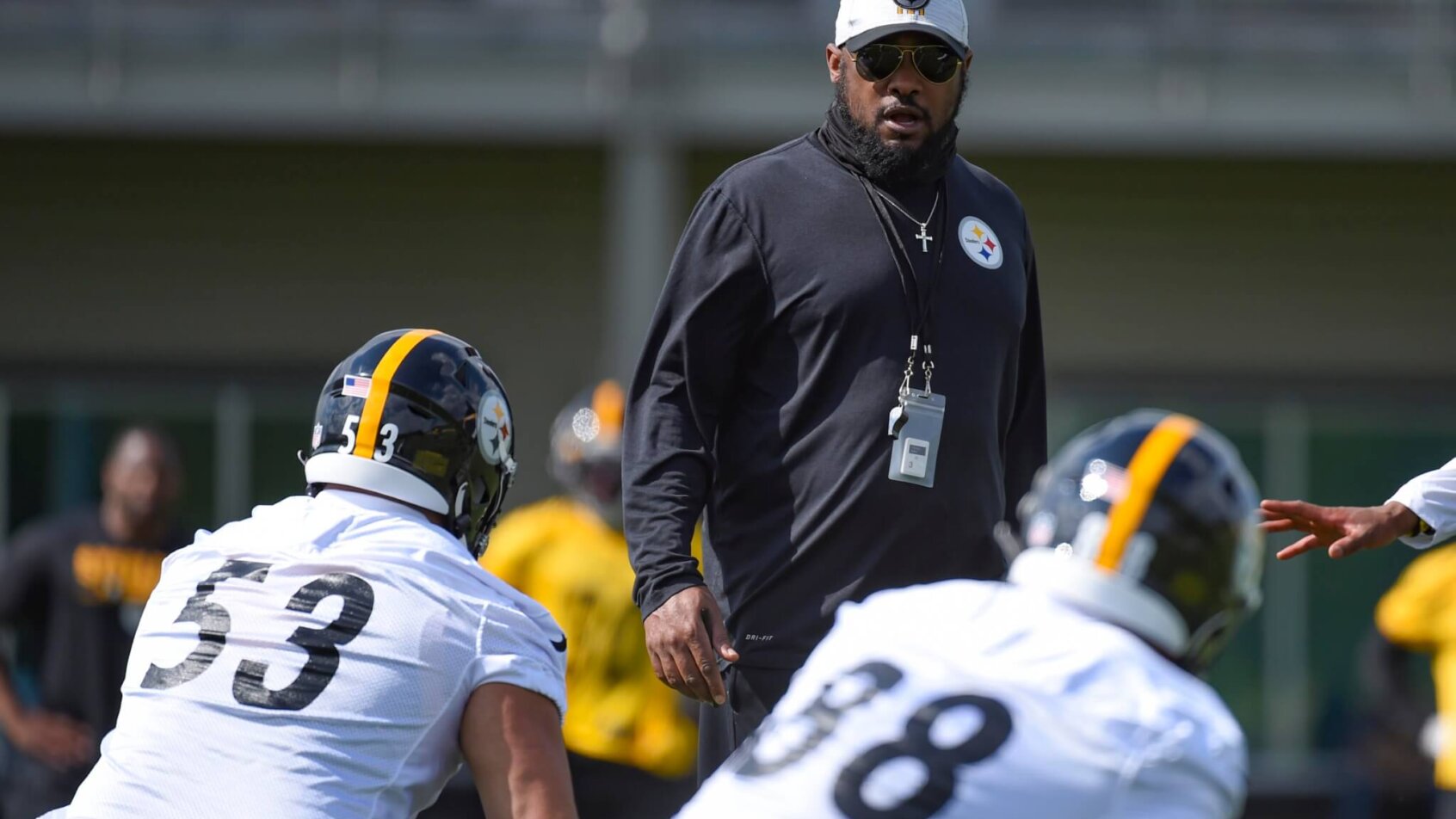 Pittsburgh Steelers head coach Mike Tomlin practices