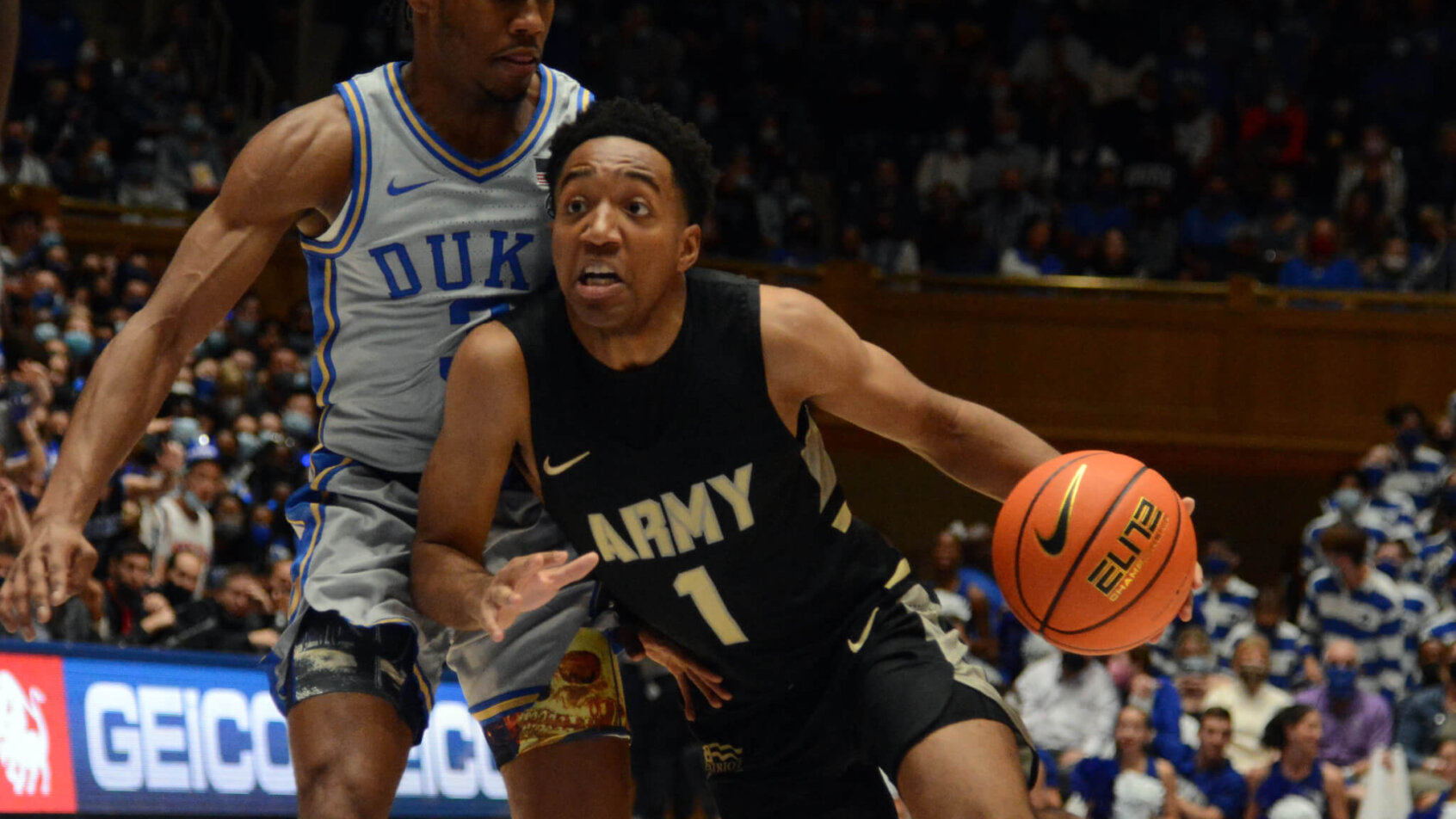 Army Black Knights guard Jalen Rucker drives to the basket