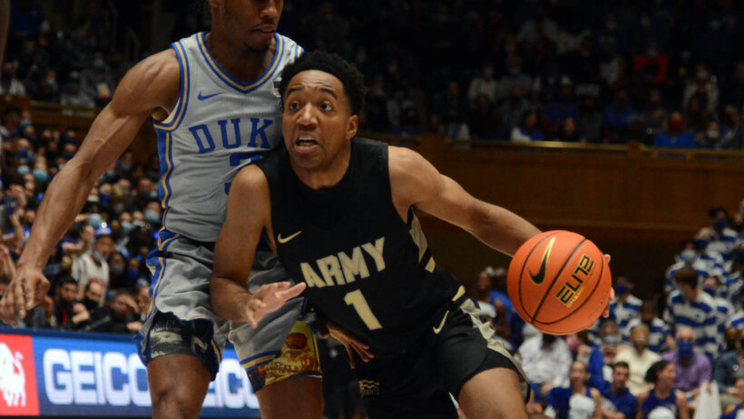 Army Black Knights guard Jalen Rucker drives to the basket