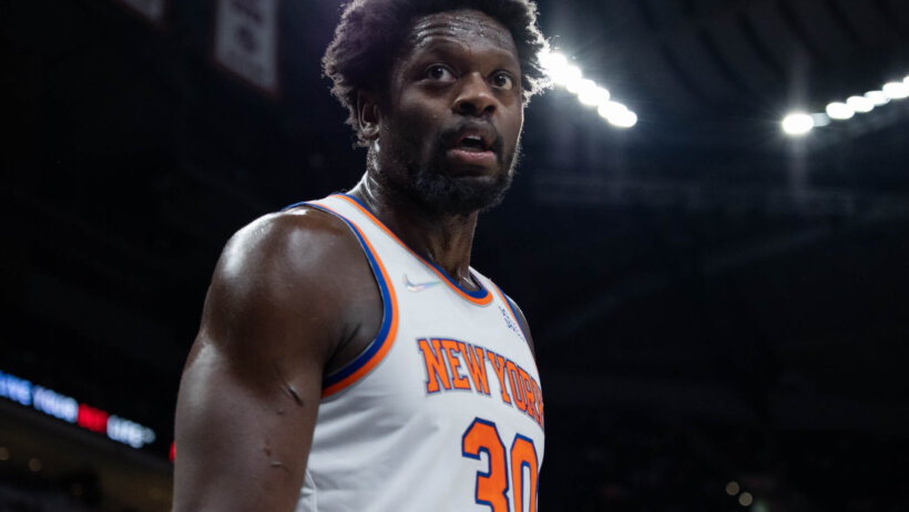 Julius Randle during a break in the action