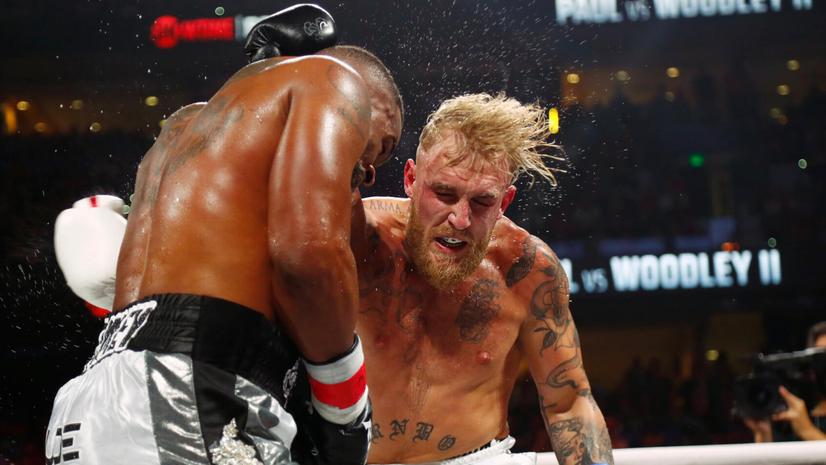 Jake Paul takes a punch in the boxing ring