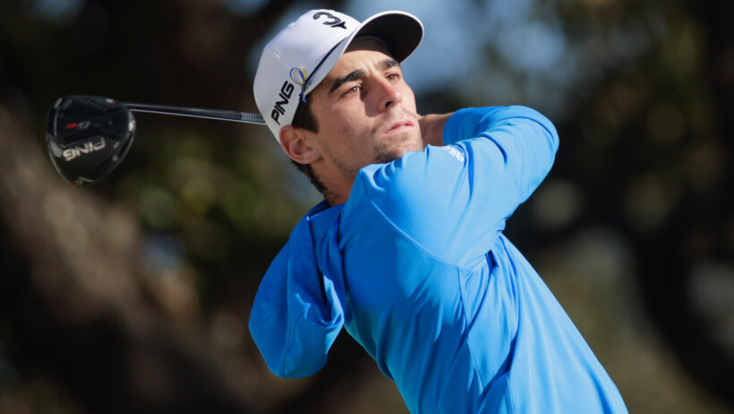 Joaquin Niemann admires a tee shot