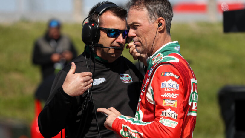 Kevin Harvick talking with crew chief Rodney Childers