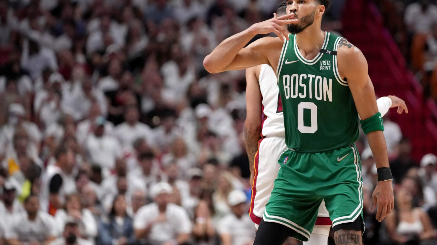 Jayson Tatum blowing kiss