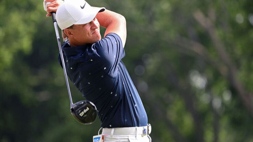 Cameron Champ admires a tee shot