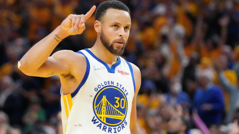 Stephen Curry one finger up on hand