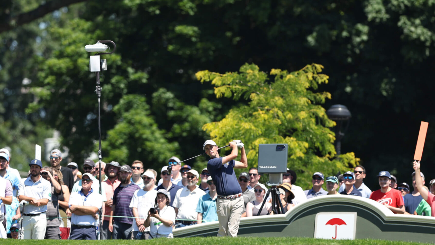 Chesson Hadley hits a tee shot
