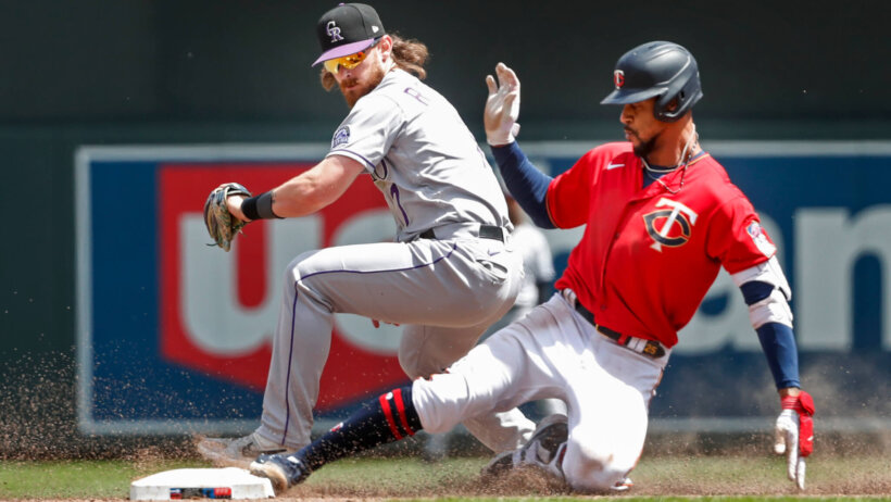 Byron Buxton sliding into second base