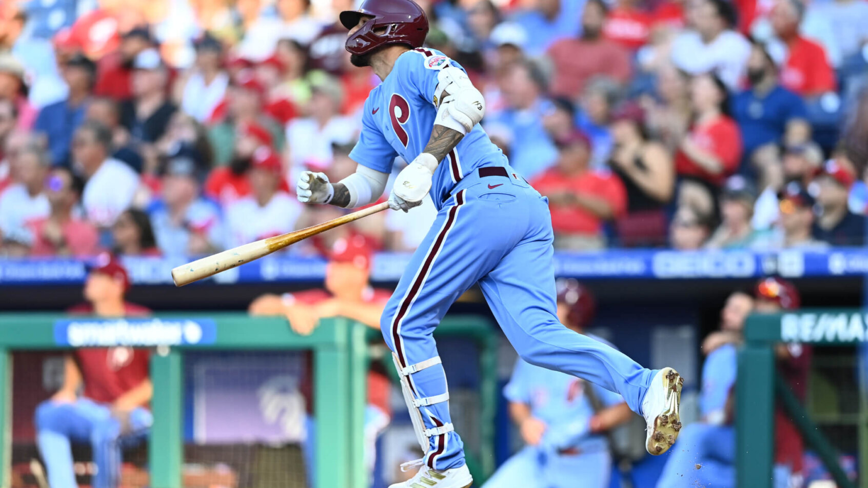 Phillies OF Nick Castellanos hits a home run.