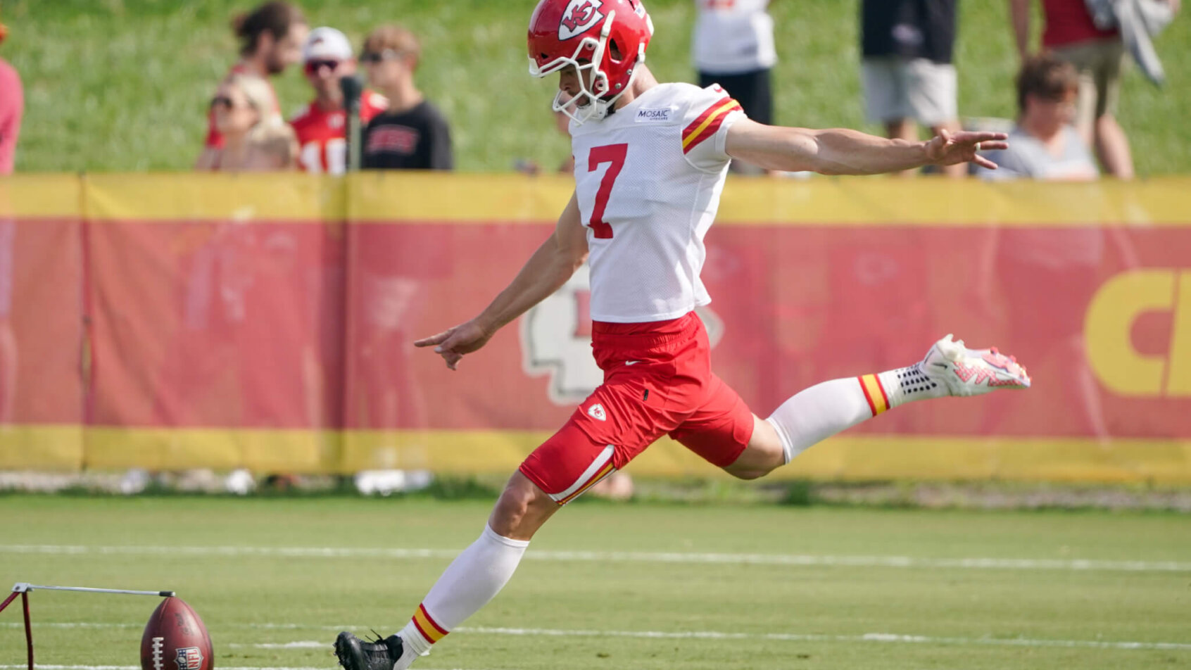 Chiefs kicker Harrison Butker at training camp.