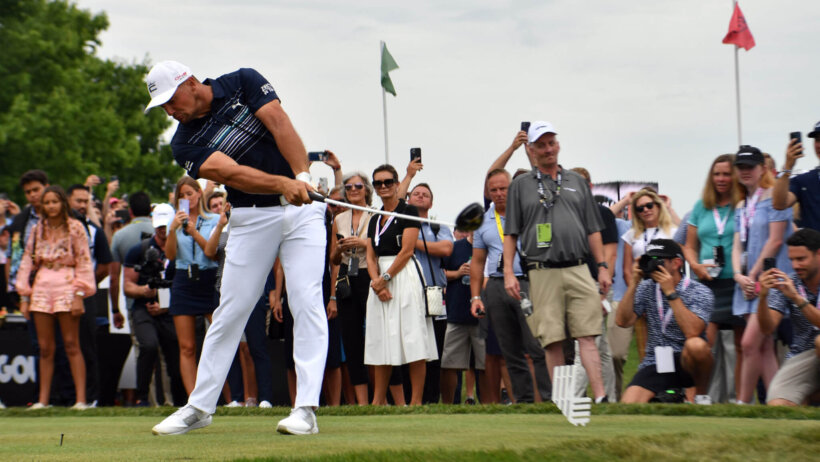 Bryson DeChambeau smashes a drive