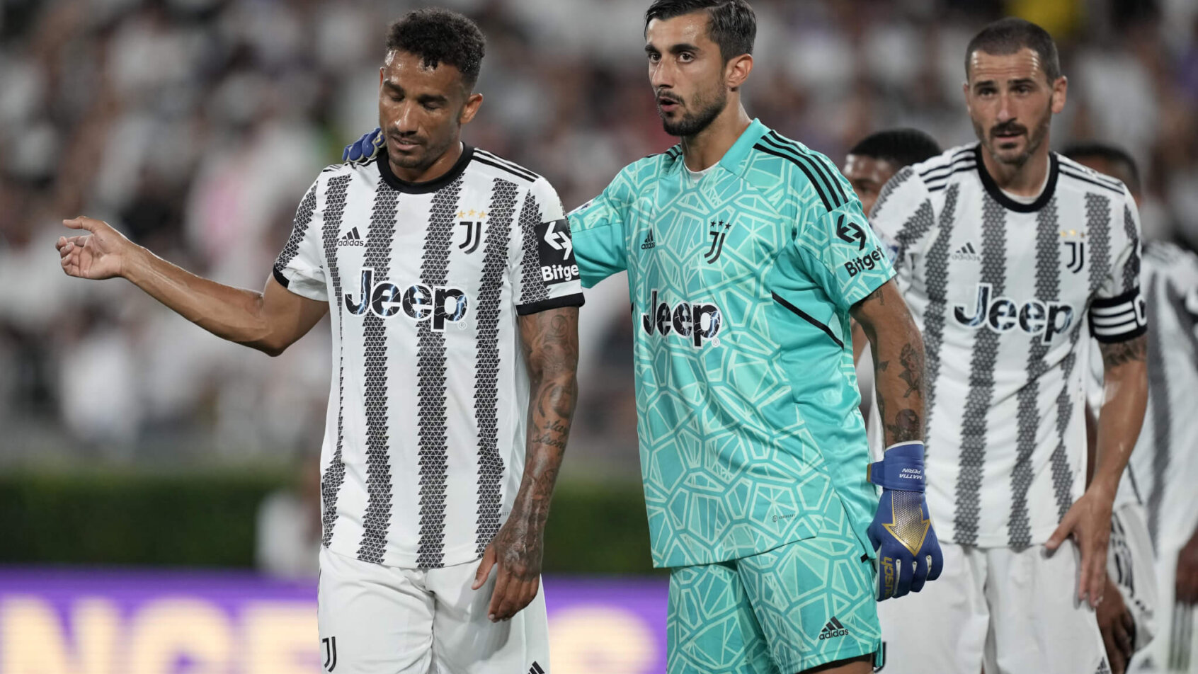 Juventus defender Danilo Da Silva (6) and goalkeeper Mattia Perin (36)