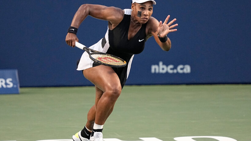 Serena Williams running after a ball