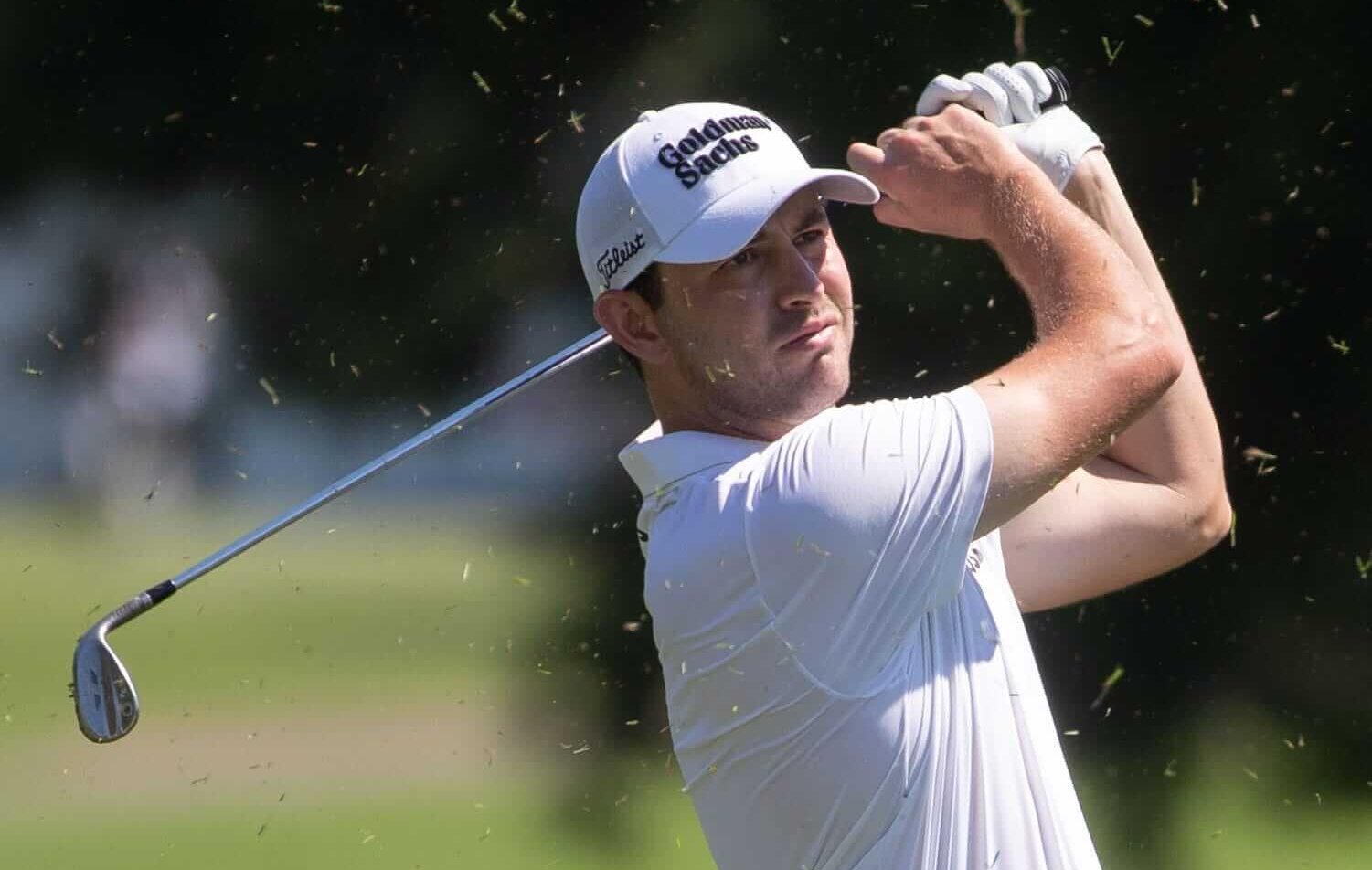 Patrick Cantlay hitting a shot from the fairway