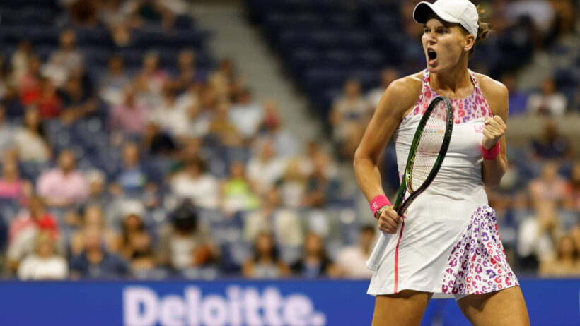 Veronika Kudermetova celebrates a point