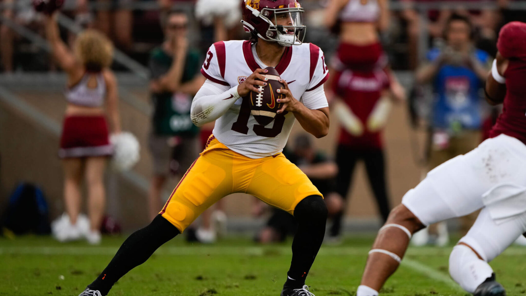USC Trojans quarterback Caleb Williams throws the ball