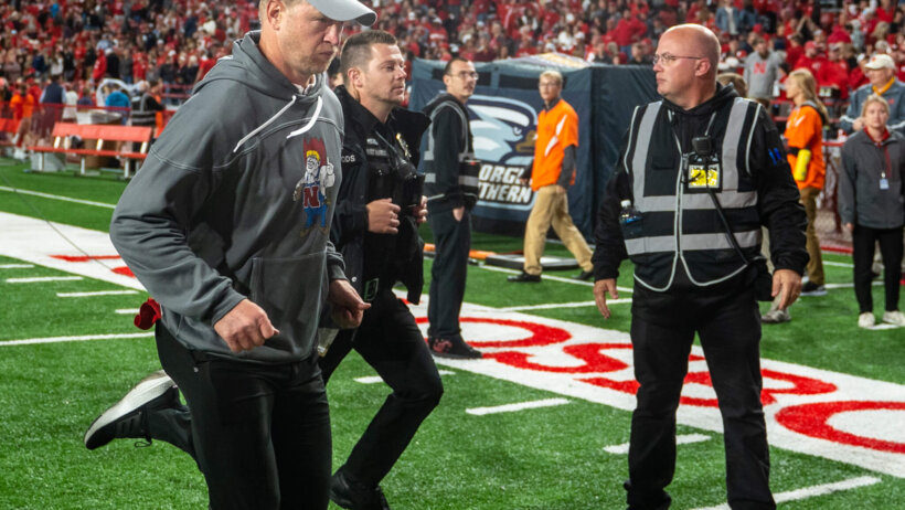 Nebraska Cornhuskers head coach Scott Frost runs off the field after being defeated by the Georgia Southern Eagles