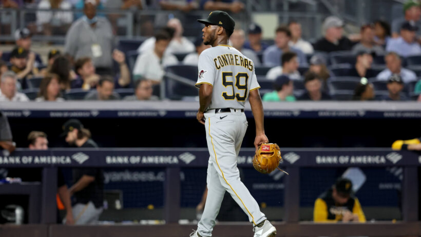 Pittsburgh Pirates starting pitcher Roansy Contreras walks off the mound