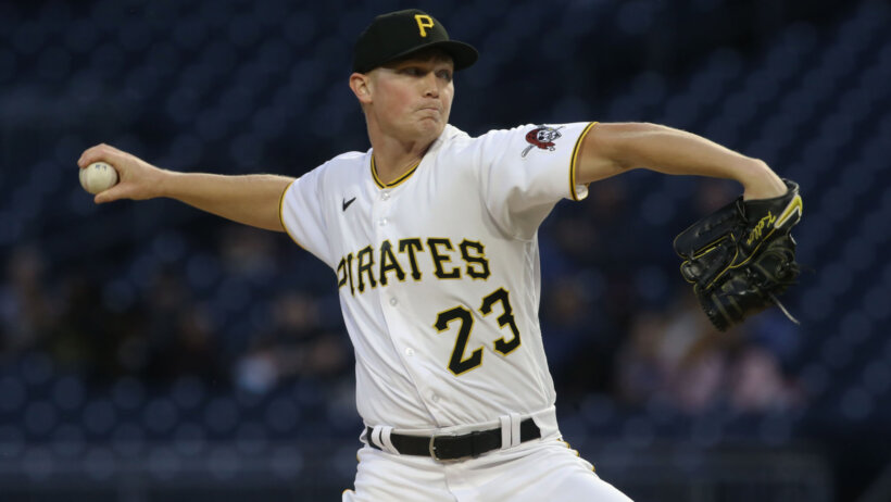 Pittsburgh Pirates starting pitcher Mitch Keller winding up