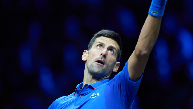 Novak Djokovic serving