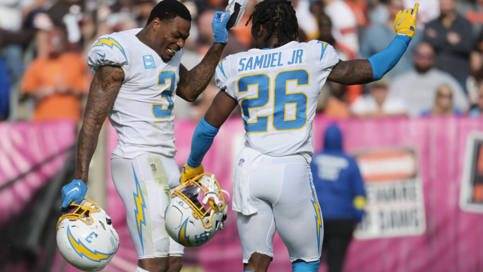 Chargers players celebrate