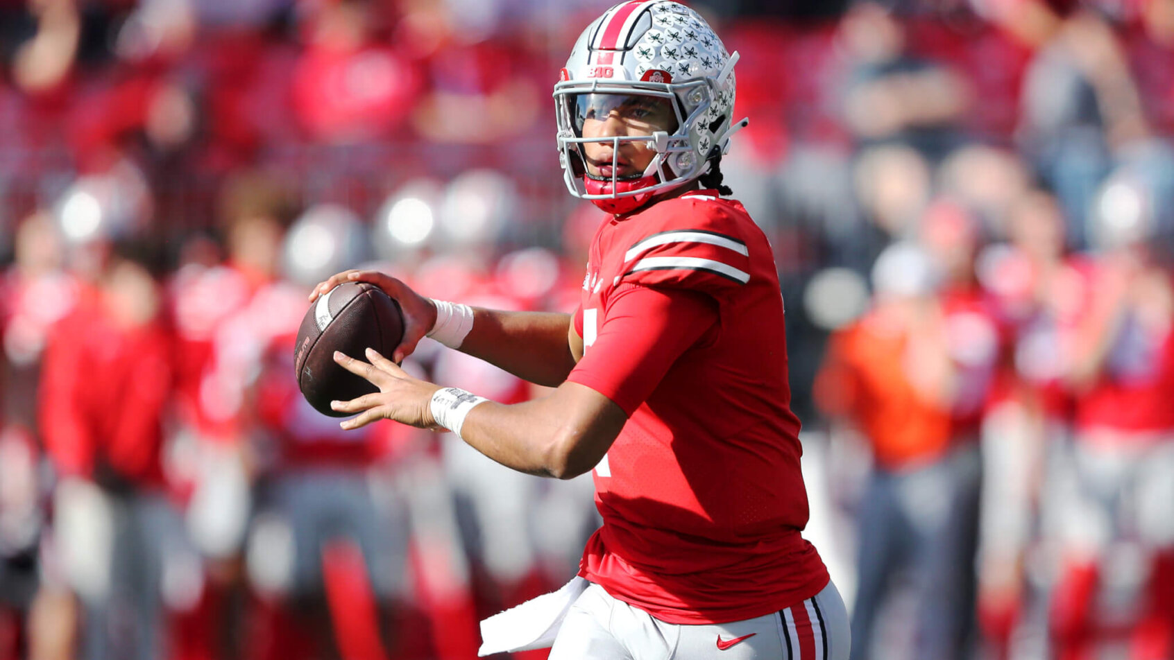 Ohio State Buckeyes quarterback C.J. Stroud on the move