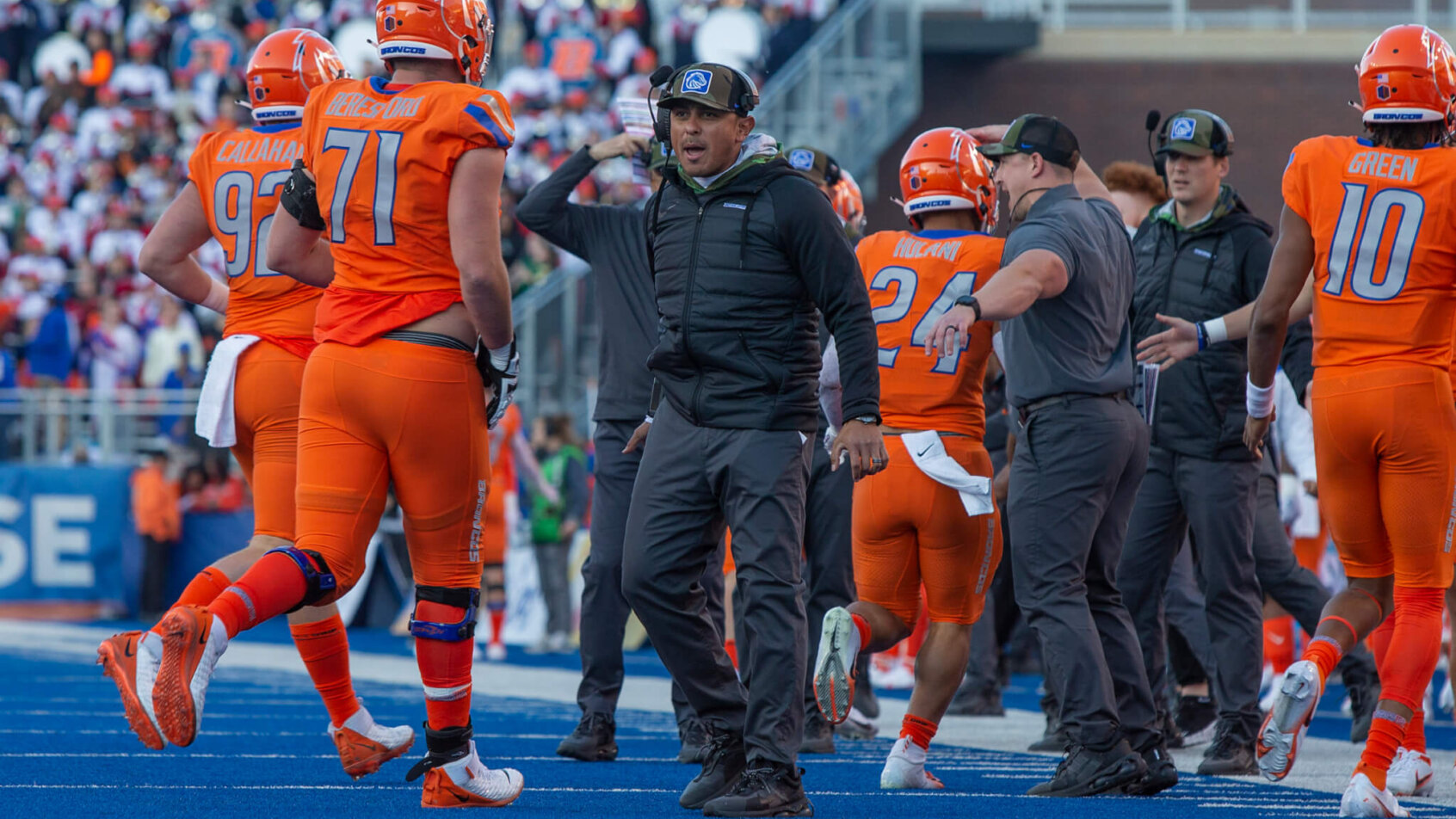 Boise State Broncos head coach Andy Avalos celebrates