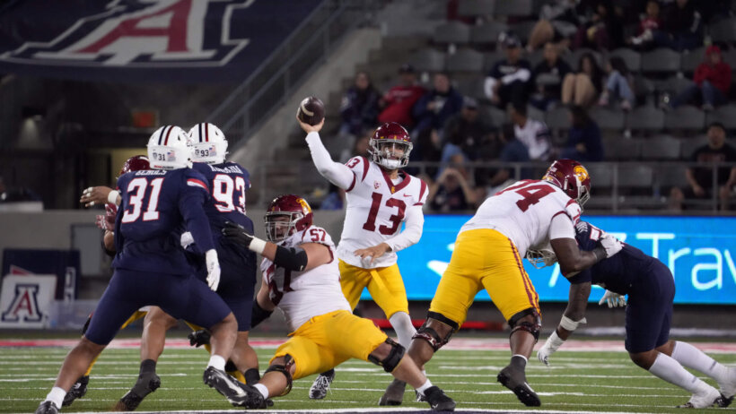 USC Trojans quarterback Caleb Williams passes