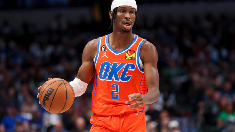 Oklahoma City Thunder guard Shai Gilgeous-Alexander dribbling